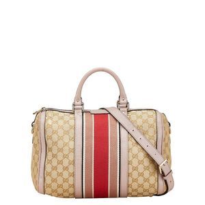 Gucci GG Canvas Sherry Line Mini Boston Bag Shoulder Bag 2WAY 247205 Beige